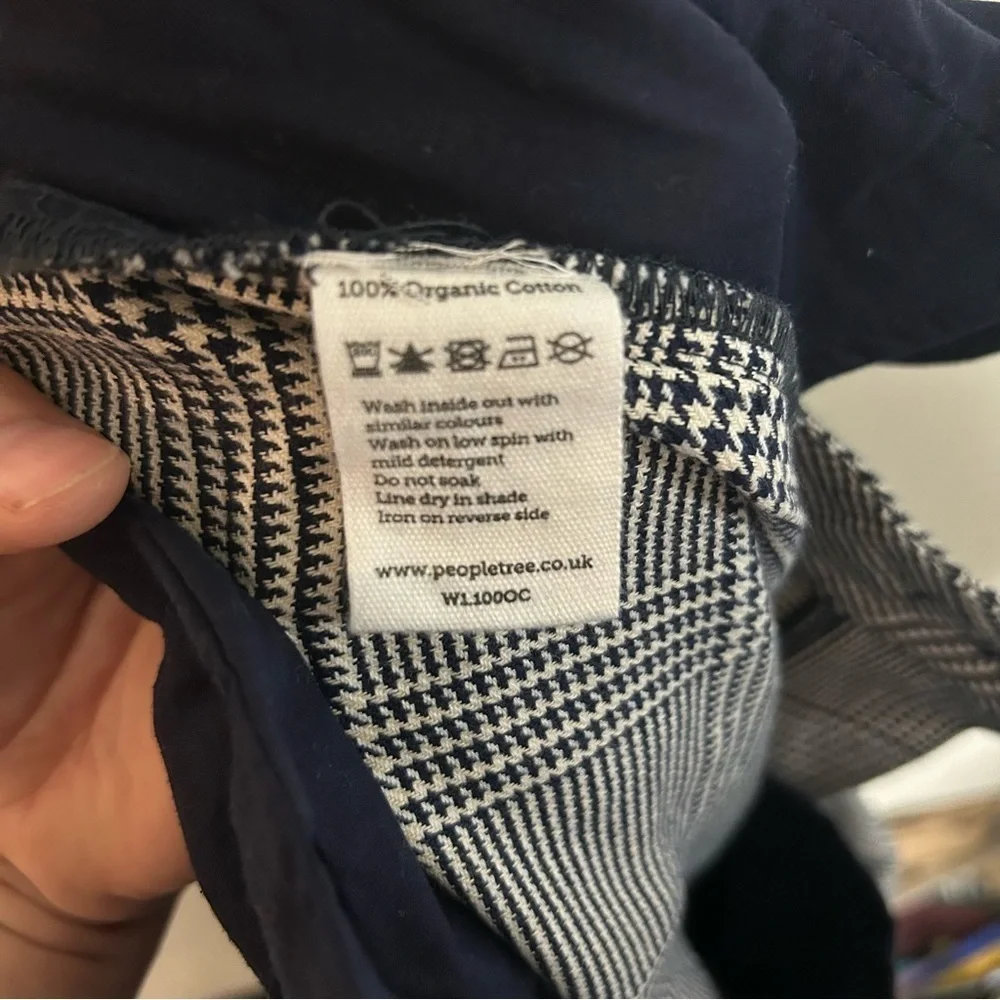 people tree 8 organic cotton Sienna‎ tweed plaid trousers cropped career pant - Picture 14 of 16